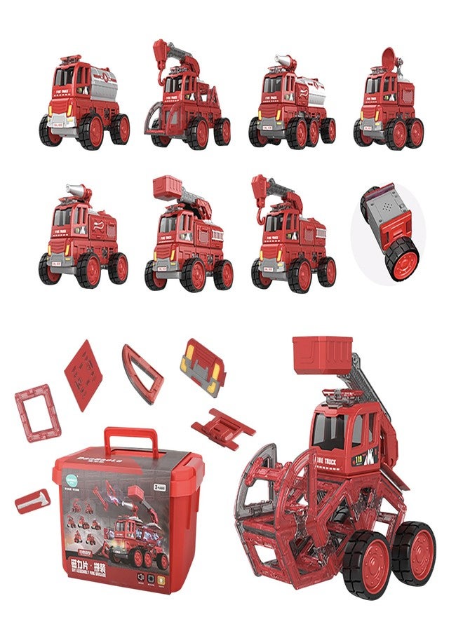 elecci Magnetic Tiles Car, 106PCS Magnetic Blocks Creativity Build Cars Toy, Learning Building Block for 3-12y Kids. (Red Storage Box -105PCS) - Image 1